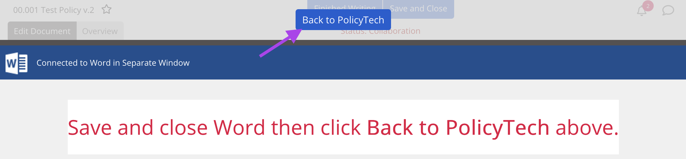 Screen capture of PolicyTech