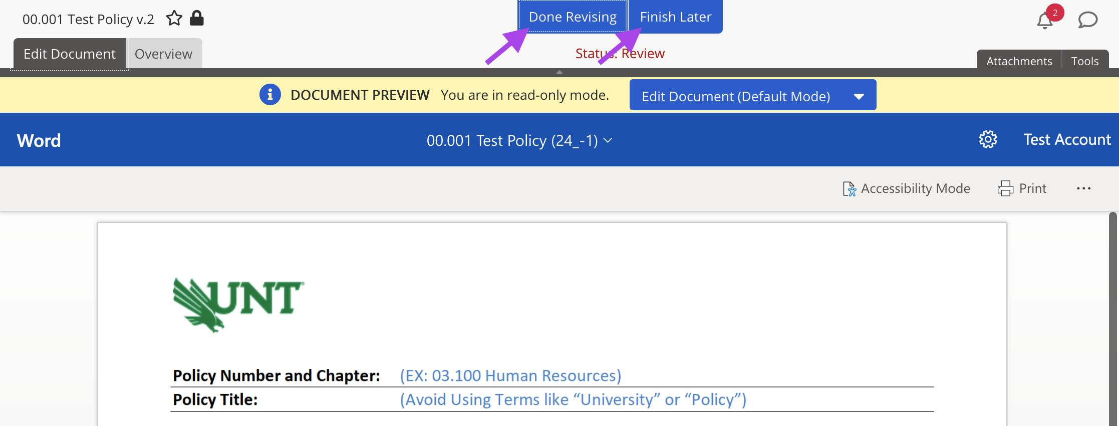 Screen capture of PolicyTech